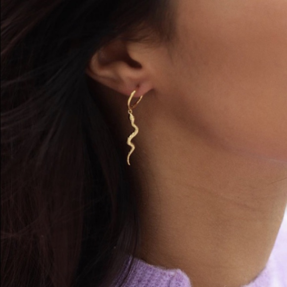 Snake small hoop earrings - Picture 2 of 4